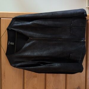 Women's s Black Faux Leather Jacket Size 1x